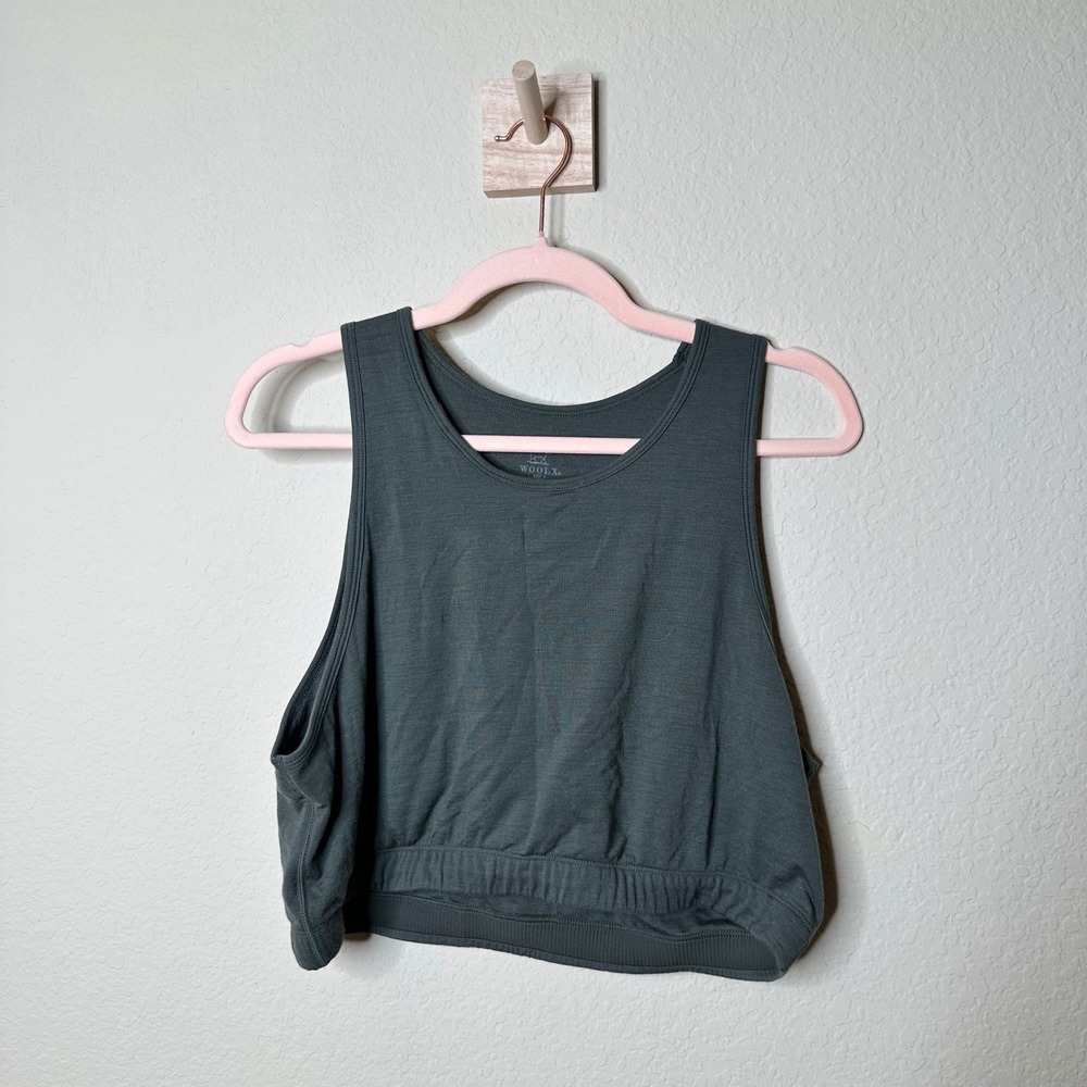 Woolx Mila Merino Wool Crop Tank Top Forest Green XL Activewear Hiking Top